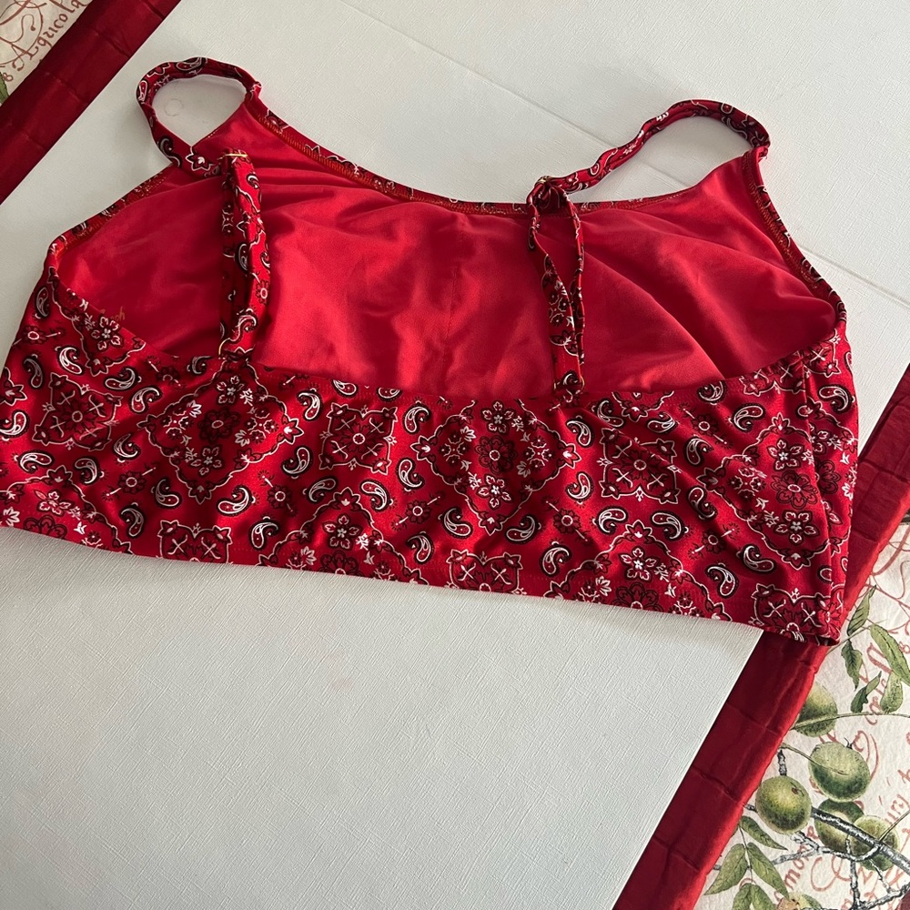 Red Bandana Print Bikini Top - Classic Swim Bralette - Picture 2 of 4